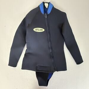 ATLAN Neoprene Wetsuit Jacket Beavertail Top Black Blue Made in Canada Size M